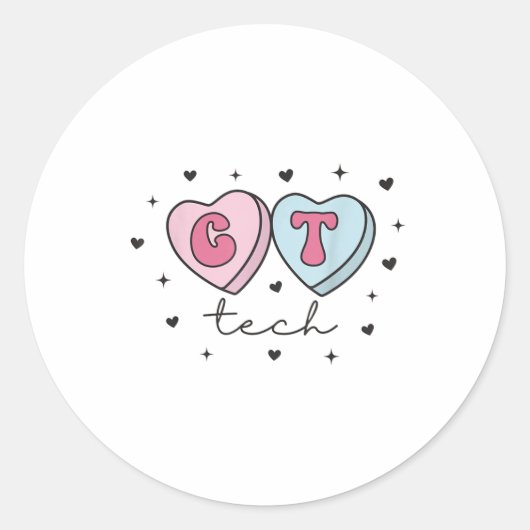 CT-technoloog Hart Valentijnsdag Cat Scan Tech Ronde Sticker (Voorkant)