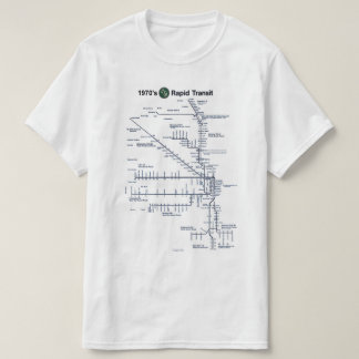 CTA "L" Rapid Transit 1970s Map Chicago, Illinois T-shirt