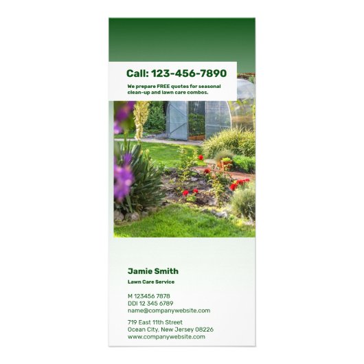 CTA Logo Lawn Care Services Information Green Reclamekaart (Achterkant)