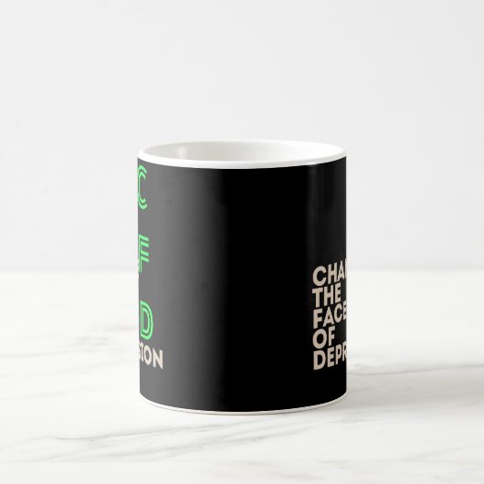 CTFOD Verander het Gezicht van Depressie Neon Zwar Koffiemok (Center)