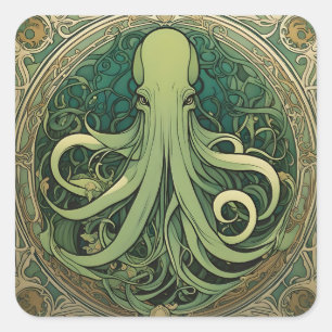 Cthulhu Art Nouveau Vierkante Sticker