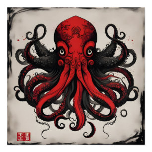 Cthulhu Aziatische inkt schilderij Perfect Poster