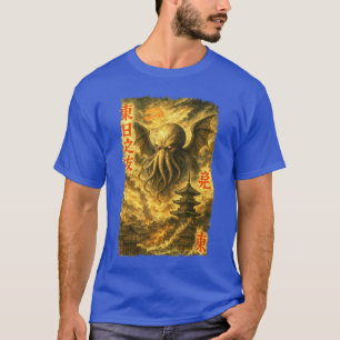 Cthulhu boven Edo Vintage Japanse Ukiyoe Kosmische T-shirt