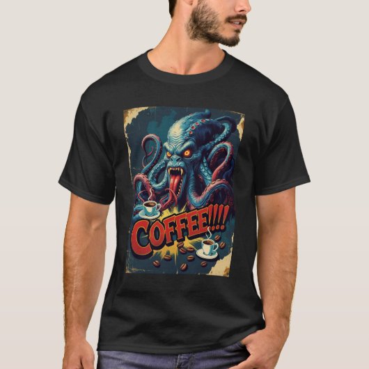 Cthulhu Coffee Monster Shirt | Horror Humor T-shir (Voorkant)