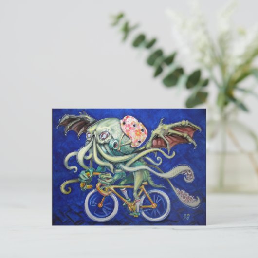 Cthulhu Fiets Briefkaart (Staand voorkant)