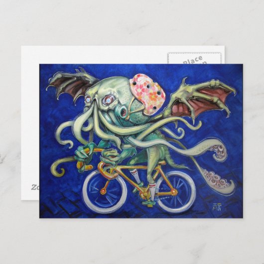 Cthulhu Fiets Briefkaart (Voorkant / Achterkant)