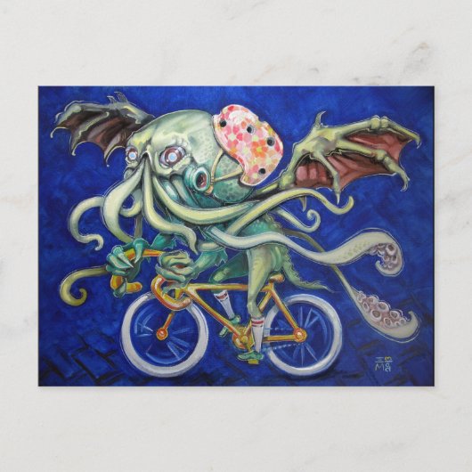 Cthulhu Fiets Briefkaart (Voorkant)