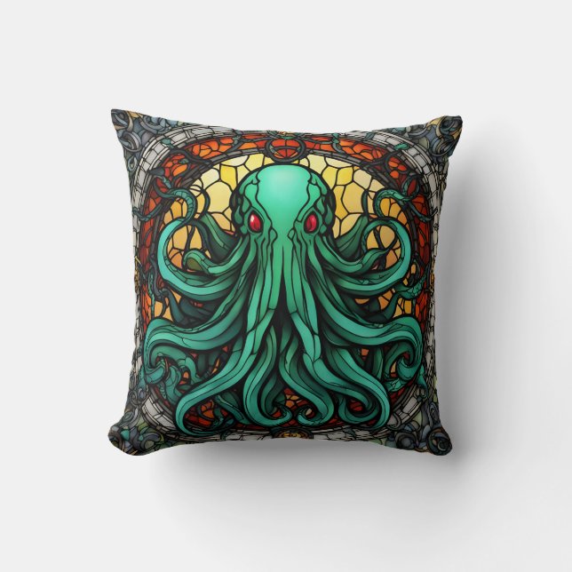 Cthulhu-Glas in lood Kussen (Voorkant)