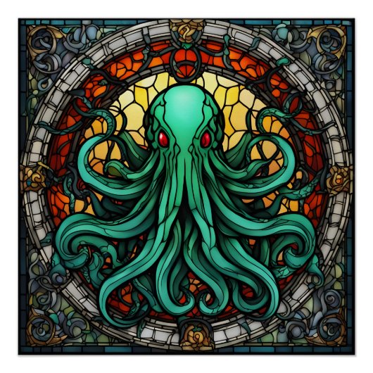 Cthulhu-Glas in lood Perfect Poster (Voorkant)
