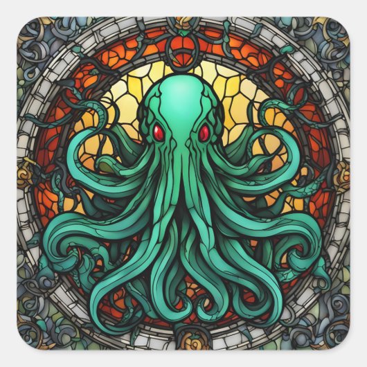 Cthulhu-Glas in lood Vierkante Sticker (Voorkant)
