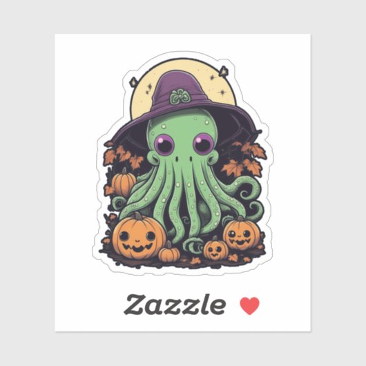 Cthulhu Halloween Madness - Kawaii Paarse heks Sticker (Vel)