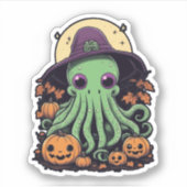 Cthulhu Halloween Madness - Kawaii Paarse heks Sticker (Voorkant)