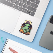 Cthulhu Halloween Madness - Kawaii Paarse heks Sticker (Laptop met iPhone)