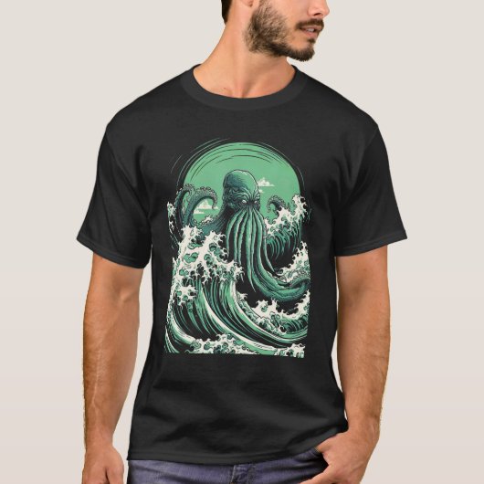 Cthulhu - Het grote monster van Kanagawa T-shirt (Voorkant)