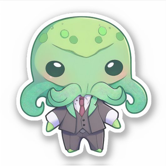 Cthulhu in een Suit-Sticker Sticker (Voorkant)
