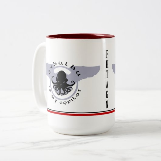 Cthulhu is mijn Copilot RED STRIPE Mok (Voorkant links)