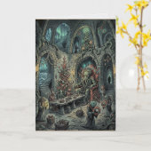 Cthulhu Kerst Dinner Lovecraft Horror Kaart (Gele Bloem)