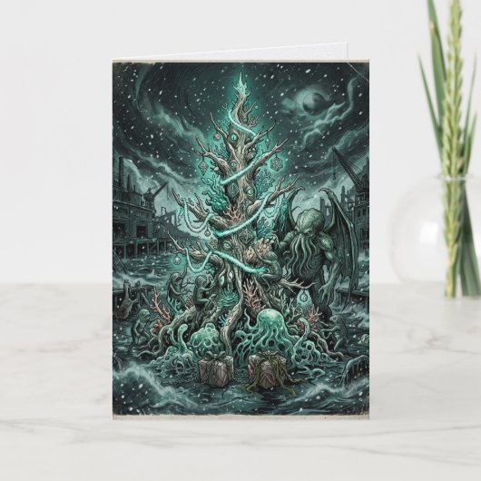 Cthulhu Kerstboom Lovecraft Horror Kaart (Voorkant)