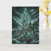 Cthulhu Kerstboom Lovecraft Horror Kaart (Gele Bloem)