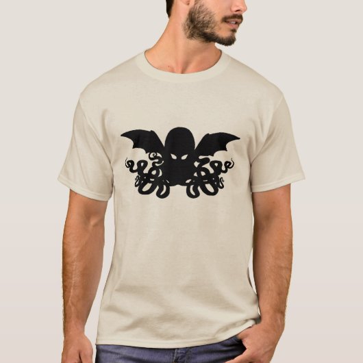 Cthulhu Long hoeve T-Shirt - zwart (Voorkant)