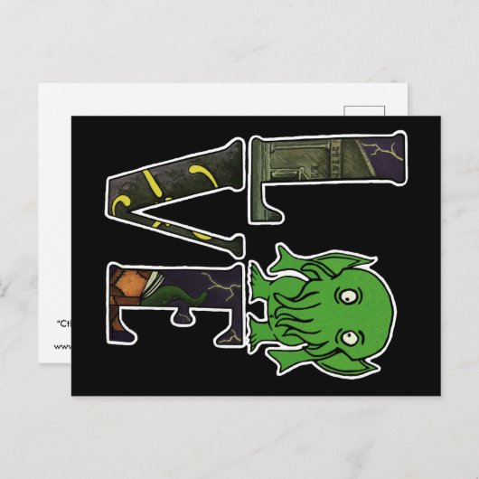 Cthulhu LOVE briefkaart (Voorkant / Achterkant)