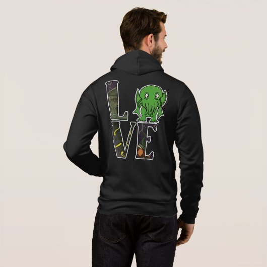 Cthulhu LOVE Zip Front Hoodie (Achterkant volledig)