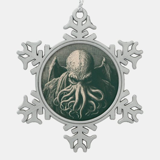 Cthulhu Lovecraft Horror Tin Sneeuwvlok Ornament (Voorkant)