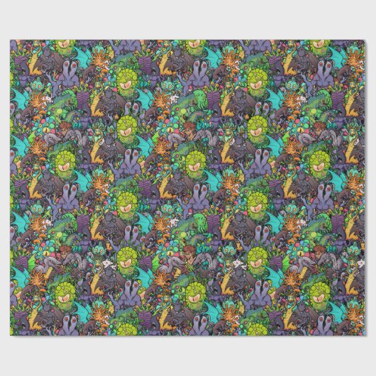 Cthulhu Lovecraft Mythos Chibi Bestiary Cadeaupapier (Vlak)