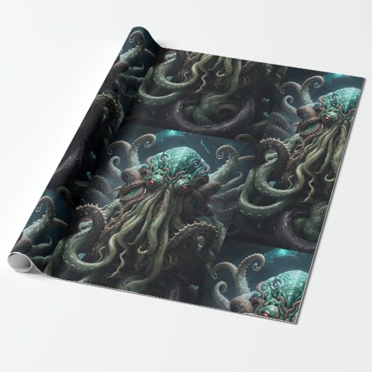 Cthulhu Lovecraft Octopus Enge Horror Cadeaupapier (Uitgerold)