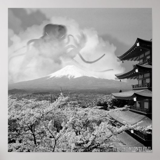 Cthulhu Mounts Fuji Poster (Voorkant)