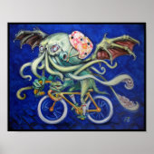 Cthulhu op een fiets poster (Voorkant)