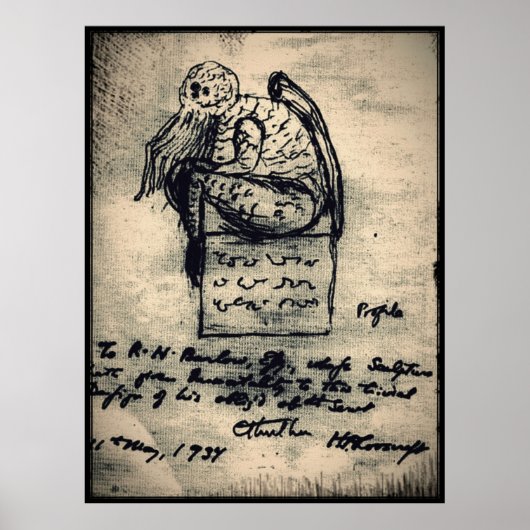 Cthulhu originele schets door HP Lovecraft Poster (Voorkant)