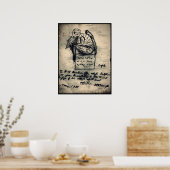 Cthulhu originele schets door HP Lovecraft Poster (Keuken)