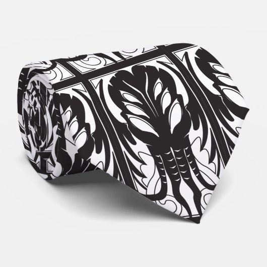 Cthulhu patroon stropdas (zwart-wit) (Opgerold)