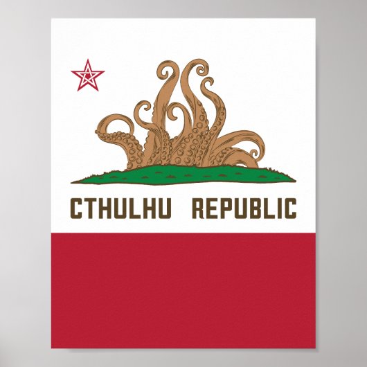 Cthulhu Republic California Flag Lovecraft Poster (Voorkant)