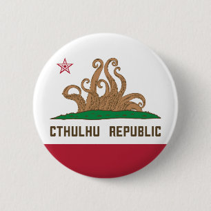 Cthulhu Republic California Flag Lovecraft Ronde Button 5,7 Cm