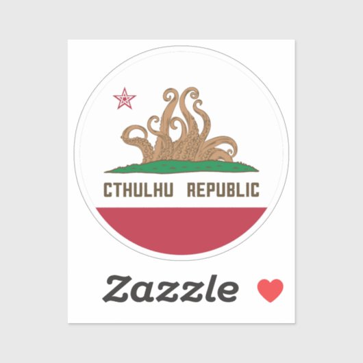 Cthulhu Republic California Flag Lovecraft Sticker (Vel)
