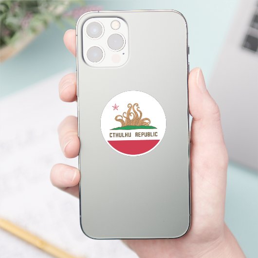 Cthulhu Republic California Flag Lovecraft Sticker (Telefoon)