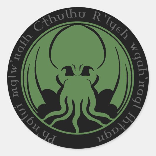 Cthulhu Ronde Sticker (Voorkant)
