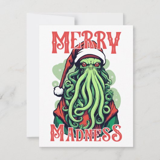 Cthulhu Santa's Merry Madness Gaze XMAS Kaart Notitiekaartje (Voorkant)