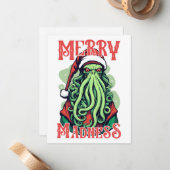 Cthulhu Santa's Merry Madness Gaze XMAS Kaart Notitiekaartje (Voorkant / Achterkant in situ)