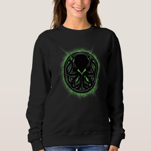 Cthulhu Steampunk Kraken Green Flames Trui (Voorkant)
