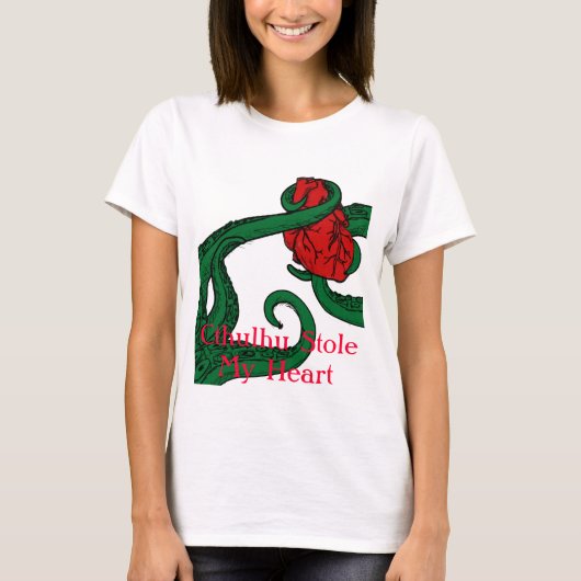 Cthulhu Stole My Heart Dames T Shirt - Rode tekst (Voorkant)