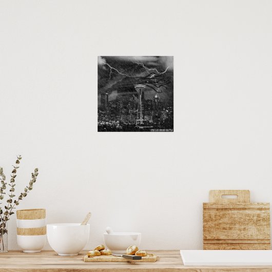 Cthulhu Stormen Seattle Poster (Keuken)