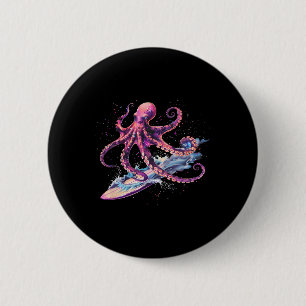 Cthulhu Surfende Octopus Liefhebber Zee Monster Oc Ronde Button 5,7 Cm