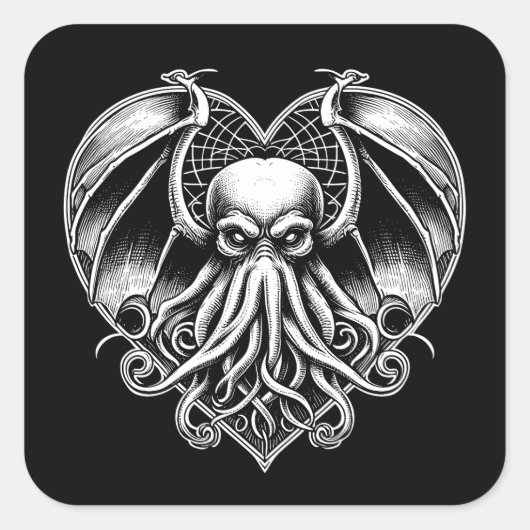 Cthulhu Valentijn Lovecraft Horror Hart Sticker (Voorkant)
