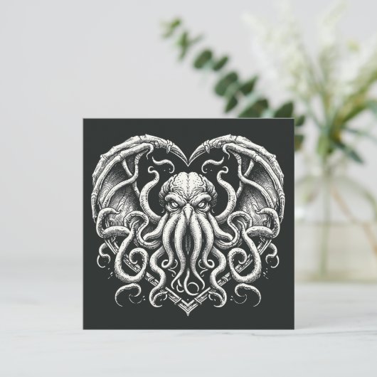 Cthulhu Valentijn Lovecraft Horror Kaart (Staand voorkant)