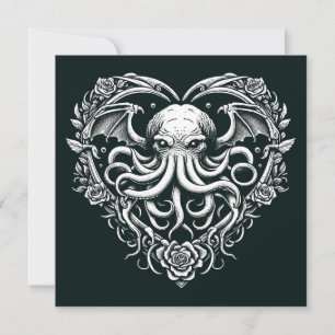 Cthulhu Valentijnsdag Lovecraft Horror Hartvormig Kaart