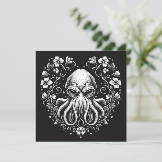 Cthulhu valentijnsdag Lovecraft Horror Hartvormig Kaart (Staand voorkant)