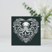 Cthulhu Valentine Lovecraft Horror Hartvormig Kaart (Staand voorkant)
